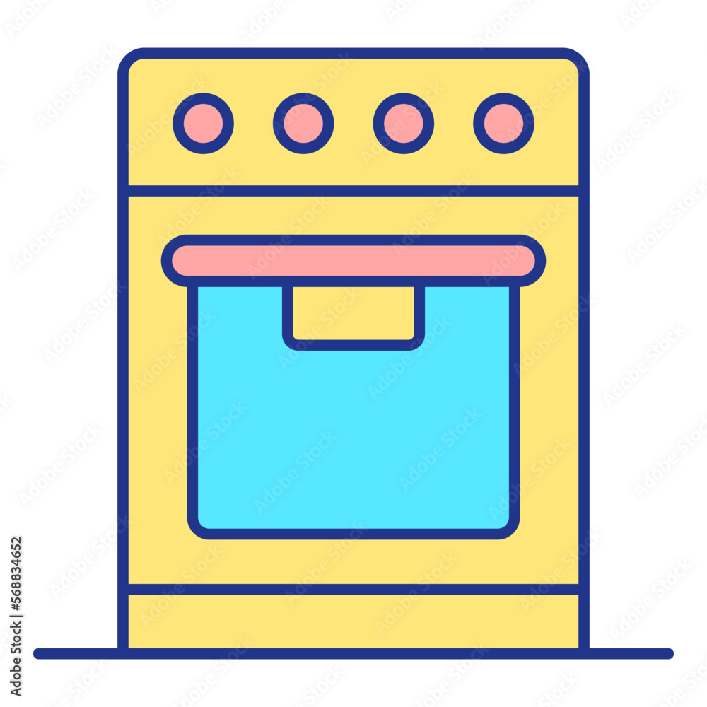 Electric, gas stove with oven - icon, illustration on white background, color style Electric, gas stove with oven - icon, illustration on white background, color style