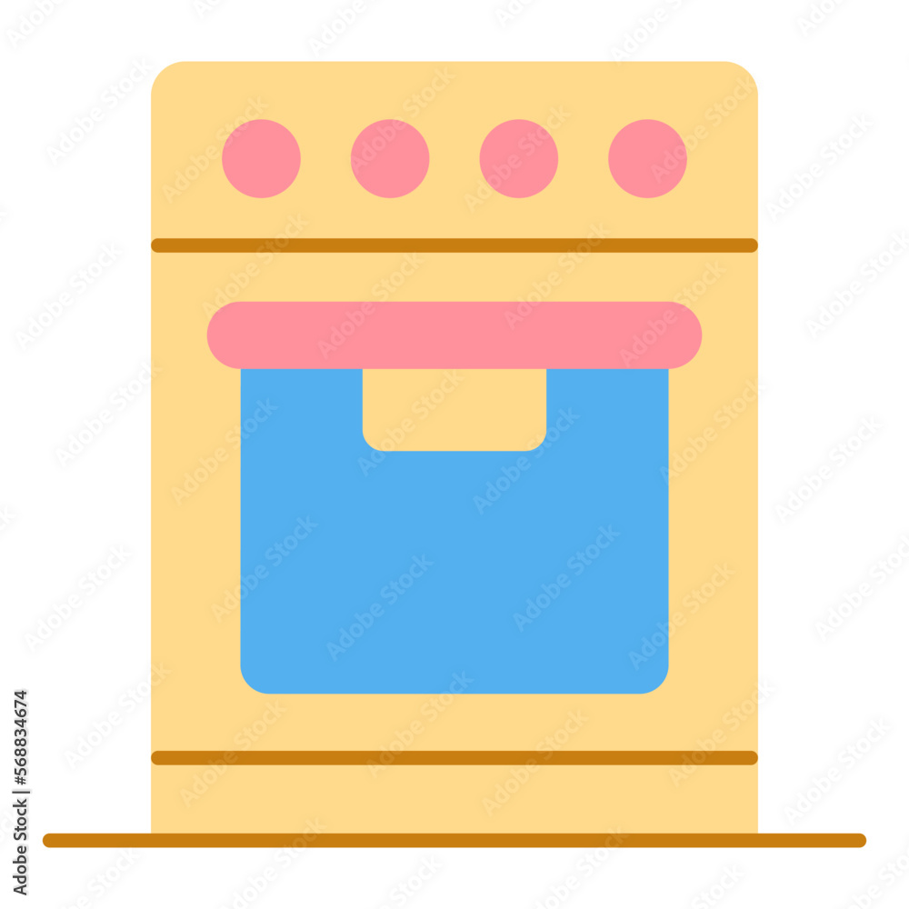 Electric, gas stove with oven - icon, illustration on white background, flat color style Electric, gas stove with oven - icon, illustration on white background, flat color style
