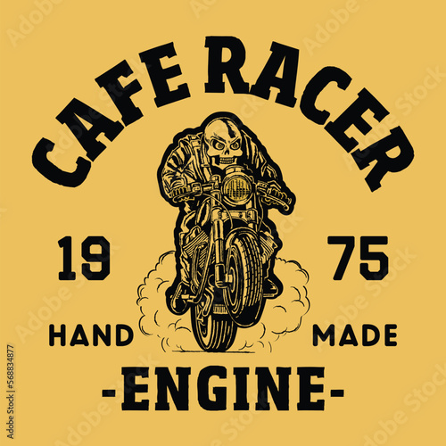 cafe racer illustration hand drawn vintage print design