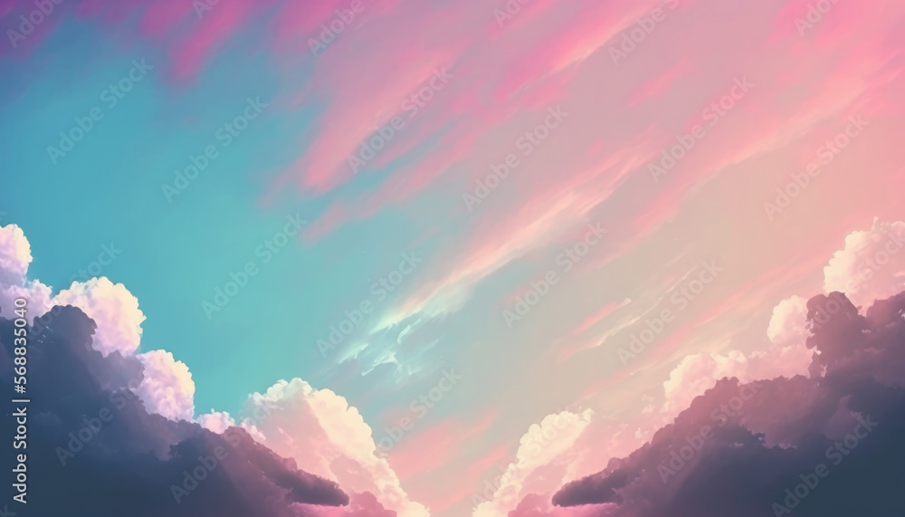 Pink Spring Sky created with Generative AI Technology, ai, generative Pink Spring Sky created with Generative AI Technology, ai, generative