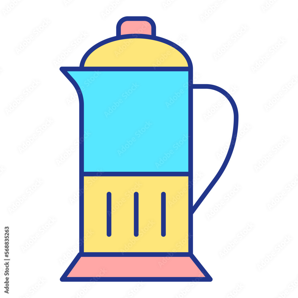 Fototapeta premium Kettle with a transparent body for brewing tea - icon, illustration on white background, color style