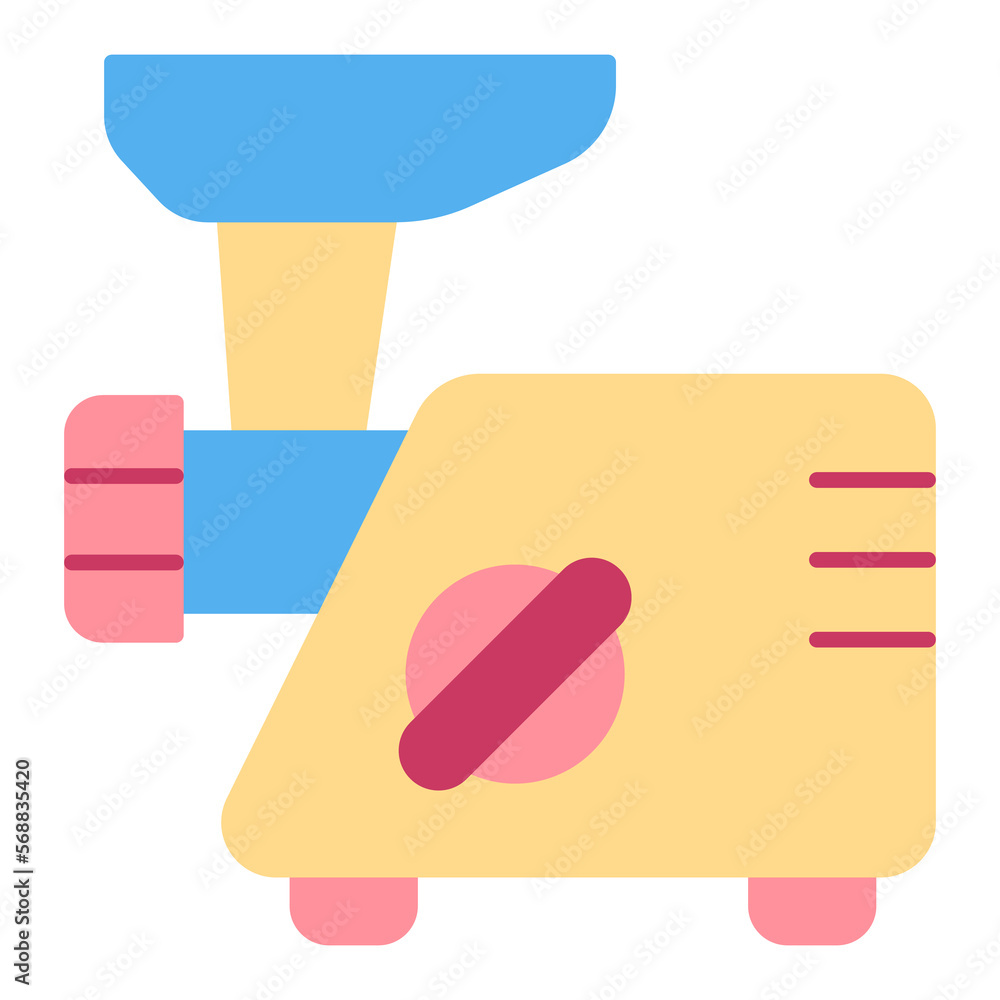 Electric meat grinder  - icon, illustration on white background, flat color style