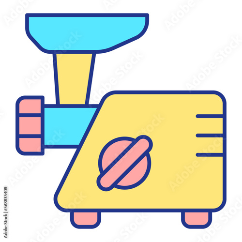 Electric meat grinder  - icon, illustration on white background, color style