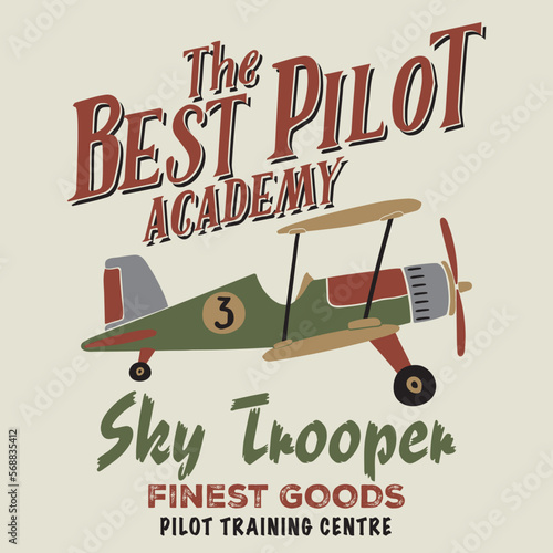 vector comic airplane illustration for kids tee 