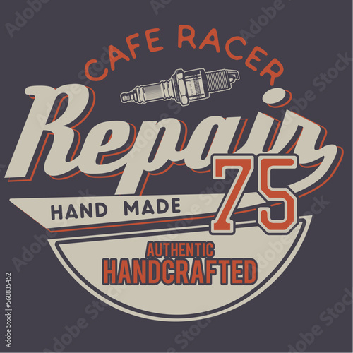 hand drawn vintage cafe race print design