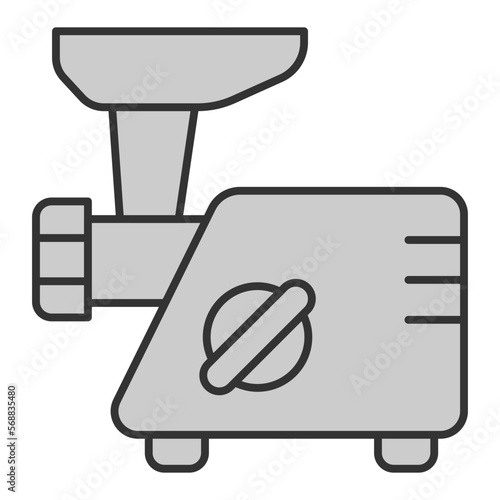 Electric meat grinder  - icon, illustration on white background, grey style