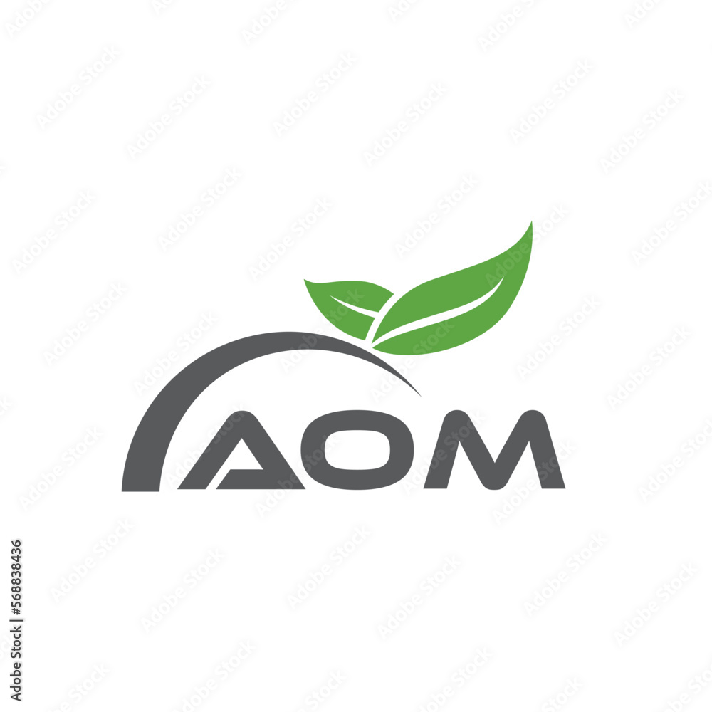Fototapeta premium AOM letter nature logo design on white background. AOM creative initials letter leaf logo concept. AOM letter design.