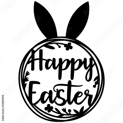 Happy easter svg, Round cake topper with bunny ears 