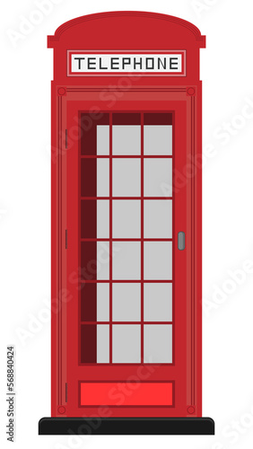 red classic english booth phone in london  Vector illustration on PNG transparent background 