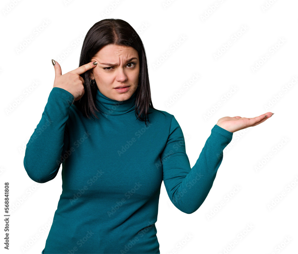 Young caucasian woman isolated showing a disappointment gesture with forefinger. Young caucasian woman isolated showing a disappointment gesture with forefinger.