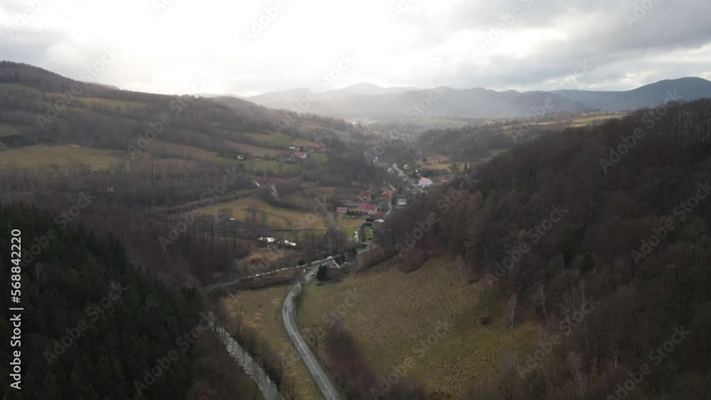 Polish mountains, beautiful weather, drone shot Polish mountains, beautiful weather, drone shot