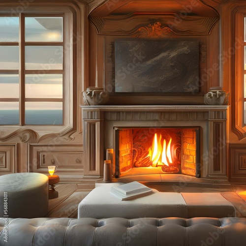 A Warm Fireplace Texture Design3  Generative AI