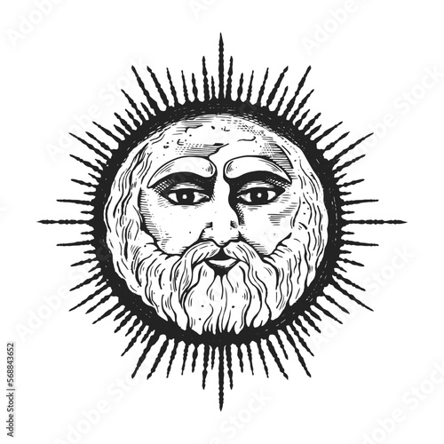 Sun drawing vector illustration. 