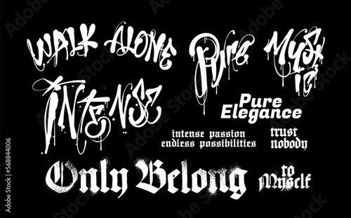 Hand Drawn Graffiti Style Illustrations of Mixed Slogans and Quotes for Print Design
