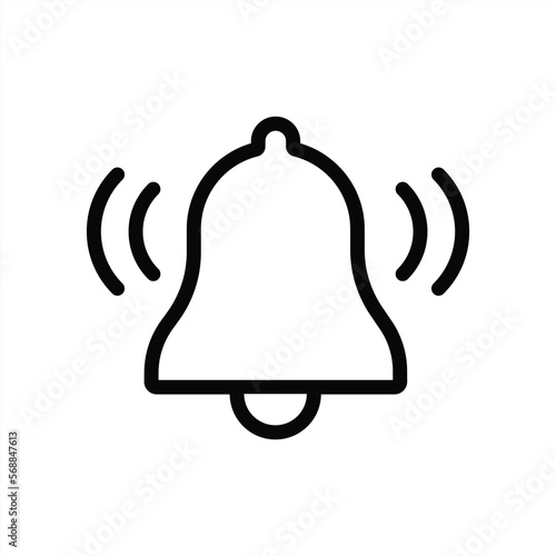 Notification bell icon or alarm sign and symbol with transparent background PNG.