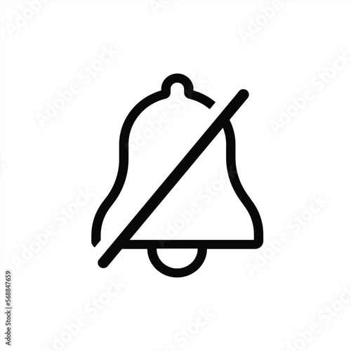 Silent notification bell icon or alarm sign and symbol with transparent background PNG.