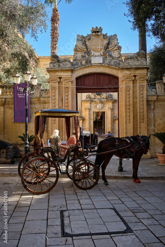 2022 DECEMBER Rabat Medina - Tour tourism with horse carriage in the old capital of Malta.