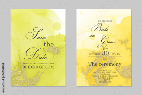 Light watercolor, alcohol ink with gold details background collection. Abstract hand-painted watercolor wet wash splash 5x7 Luxury wedding invitation card and Vip background template collection