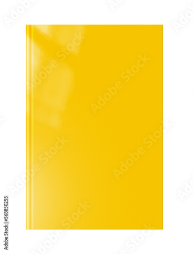 Closed yellow blank book isolated on white