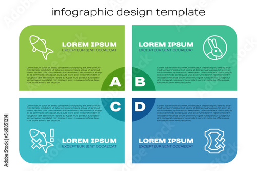 Set line No fish, Fish, leather and Rabbit. Business infographic template. Vector