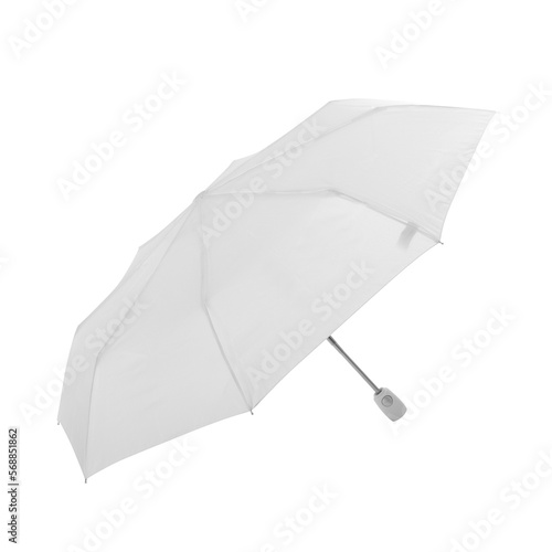 Plain white colored folding umbrella isolated on white or transparent background png