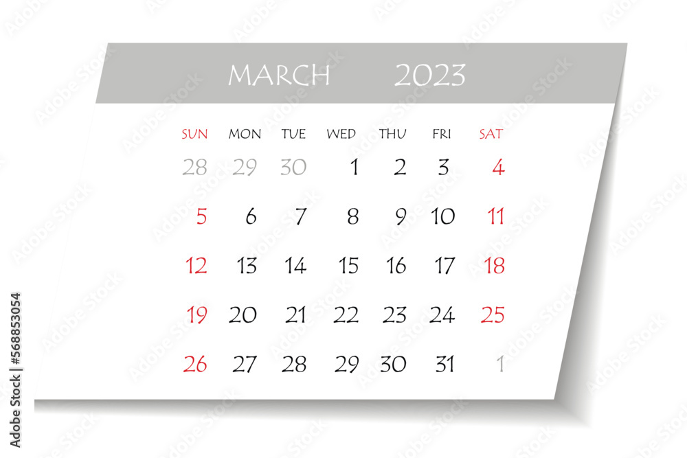 March 2023 calendar planner. Corporate week. Template layout, 12 months yearly, white background. Simple design for business brochure, flyer, print media, advertisement. Week starts from Monday March 2023 calendar planner. Corporate week. Template layout, 12 months yearly, white background. Simple design for business brochure, flyer, print media, advertisement. Week starts from Monday