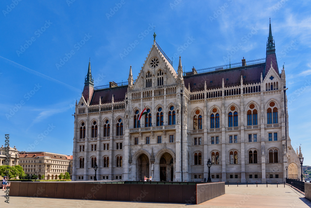 Budapest, Hungary - July 04, 2022: View of Hungarian Parliament Building in Budapest,