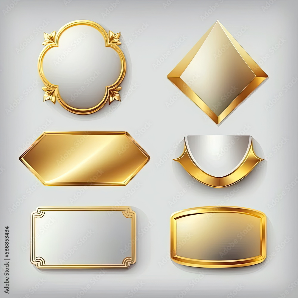 Collection of gold labels gradients metallic, vector illustration, Made by AI,Artificial intelligence Collection of gold labels gradients metallic, vector illustration, Made by AI,Artificial intelligence