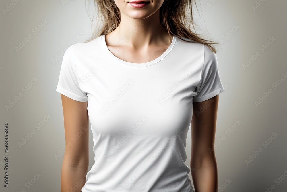 woman t shirt mockup background Generative AI woman t shirt mockup background Generative AI