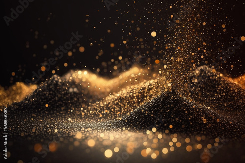 glitter lights grunge background, gold glitter abstract Twinkly Lights Background. Generative AI.