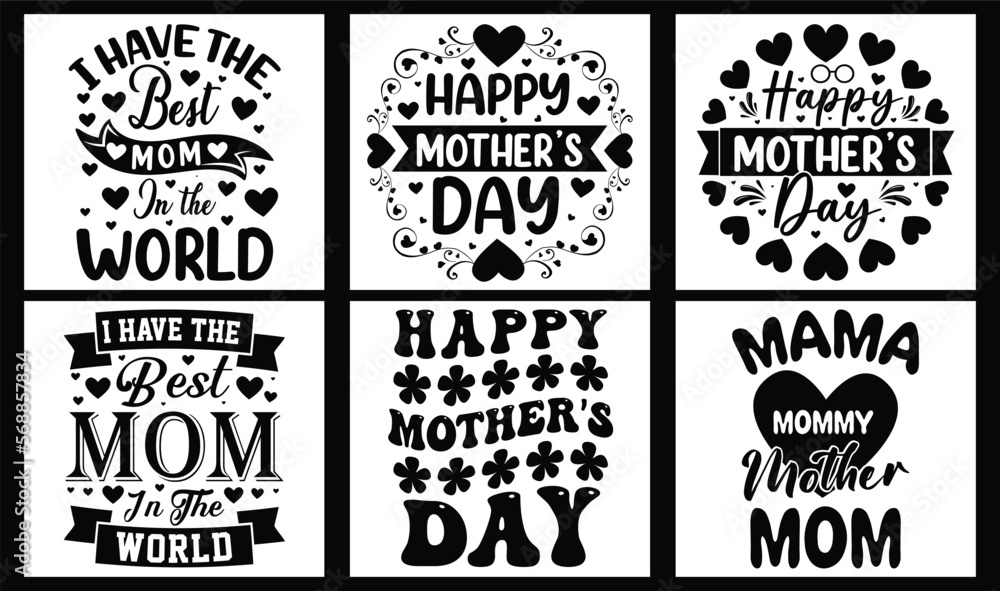 Fototapeta premium Mom and Baby Matching T-Shirt Design. Mother-Daughter T-Shirt Design. Mom Motivational Quote T-Shirt Design. Funny Mom T-Shirt Design. Best Mom Ever T-Shirt Design.
