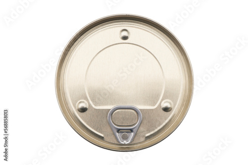 Top view close up photo of aluminium can isolated on white background. Aluminium can background. Can Pattern. Aluminium beverage cans. Drink can. Metal containers for packaging drinks.