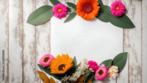 frame with flowers and wood background, cfc2023spr