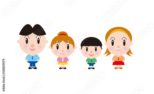 楽しい4人家族のイラスト01