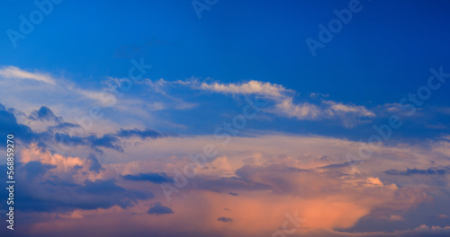 Cloudy sky at sunset. Pink clouds