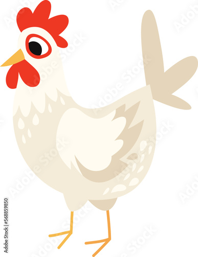 A cartoon vector illustration of cute cartoon chicken.
