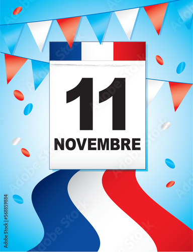 11 NOVEMBRE BANDEROLE TRICOLORE