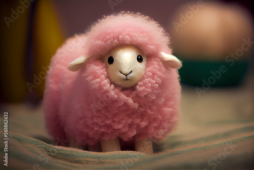 Cute fluffy pink sheep, gen...