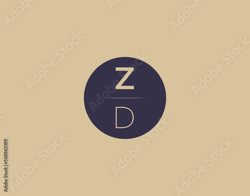 ZD letter modern elegant logo design vector images