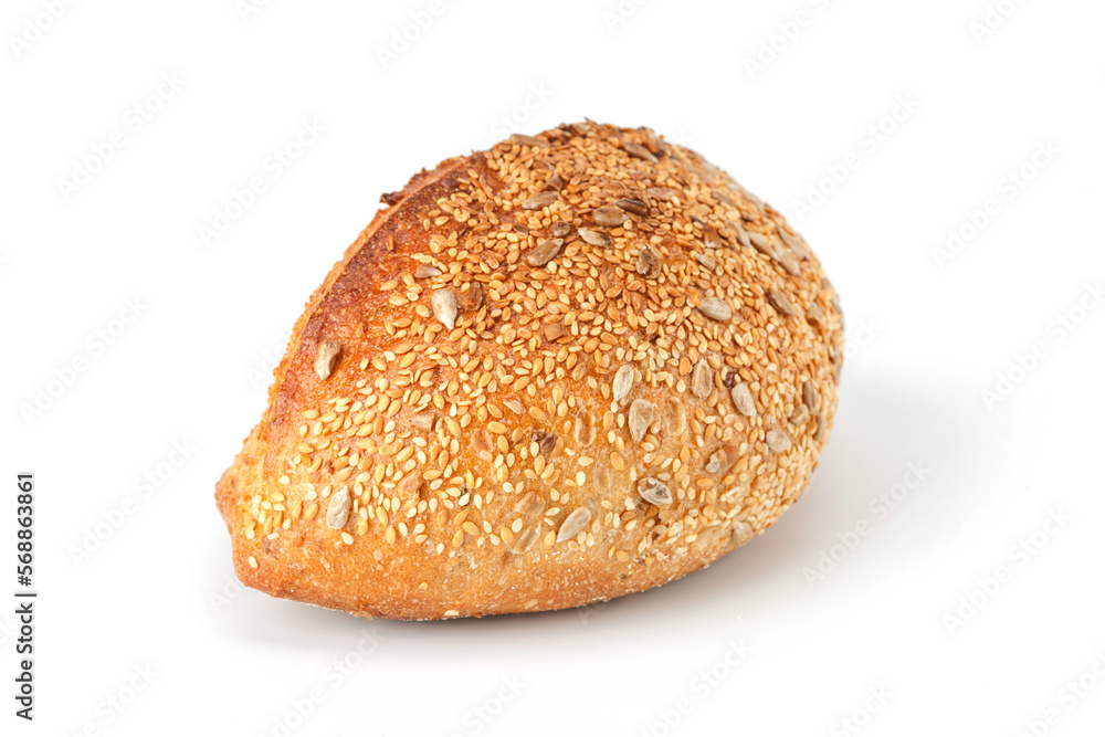 Loaf of bread isolated on white background. Whole bread.Crispy bread roll isolated against white background Loaf of bread isolated on white background. Whole bread.Crispy bread roll isolated against white background