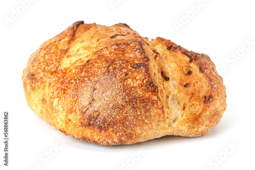 Loaf of bread isolated on white background. Whole bread.Crispy bread roll isolated against white background