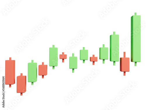 3D Bullish Candlestick graph chart of stock  Minimal concept trading cryptocurrency  Market investment trading  exchange  rendering  candle  stick  trade  simple  isometric  financial  index  forex.