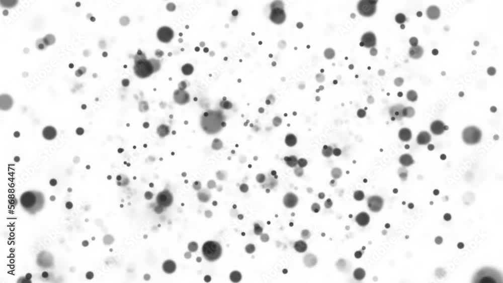 Black blurry spots bokeh. Abstract blurred dark spots on a white background. 4k abstract backdrop. Seamless loop. Black blurry spots bokeh. Abstract blurred dark spots on a white background. 4k abstract backdrop. Seamless loop.