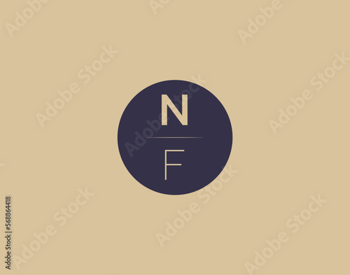 NF letter modern elegant logo design vector images