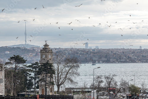 The clock tower of the Dolmabahe Palace. photo