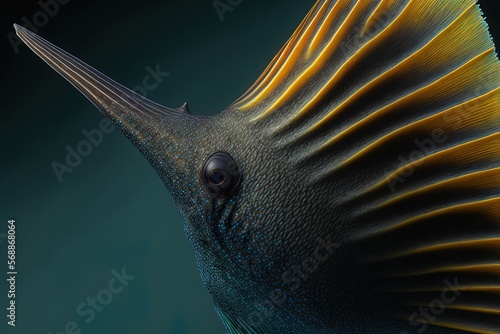 Image of the caudal fin of a cole tang in close up. isolated ctenochaetus strigosus Generative AI photo