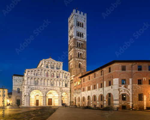 Lucca cathedral during the blue hour