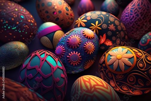 Wallpaper Mural a colorful and amazing motive for an easter egg in 3d, good for background, product, website, or prints by generative ai Torontodigital.ca