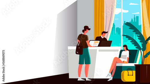 ilustración sobre reservación de hotel, perfecta para diseño web
