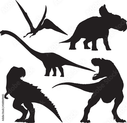 Dinosaurs of the Jurassic period silhouette set icon, SVG Vector © Dmytro
